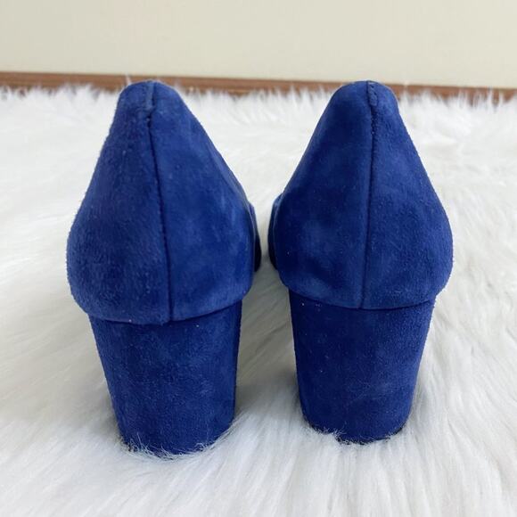 NWOB Corso Como Navy Blue Suede Pointy Toe Block Heel Pumps Women's US Size 6 - Picture 4 of 8